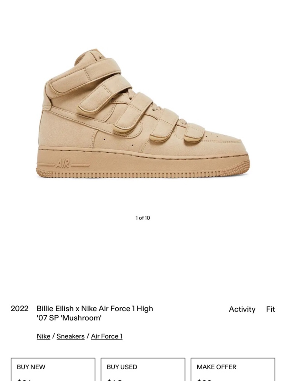 Billie Eilish x Nike Air Force 1 High 'Mushroom' - Neutral Tan High-Top